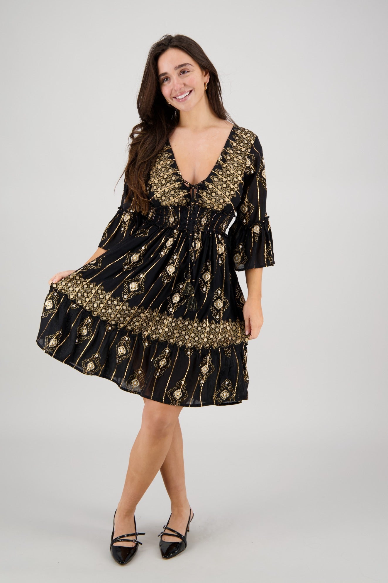 Zara Bell Sleeve Dress 25147 - Advance Apparels Inc