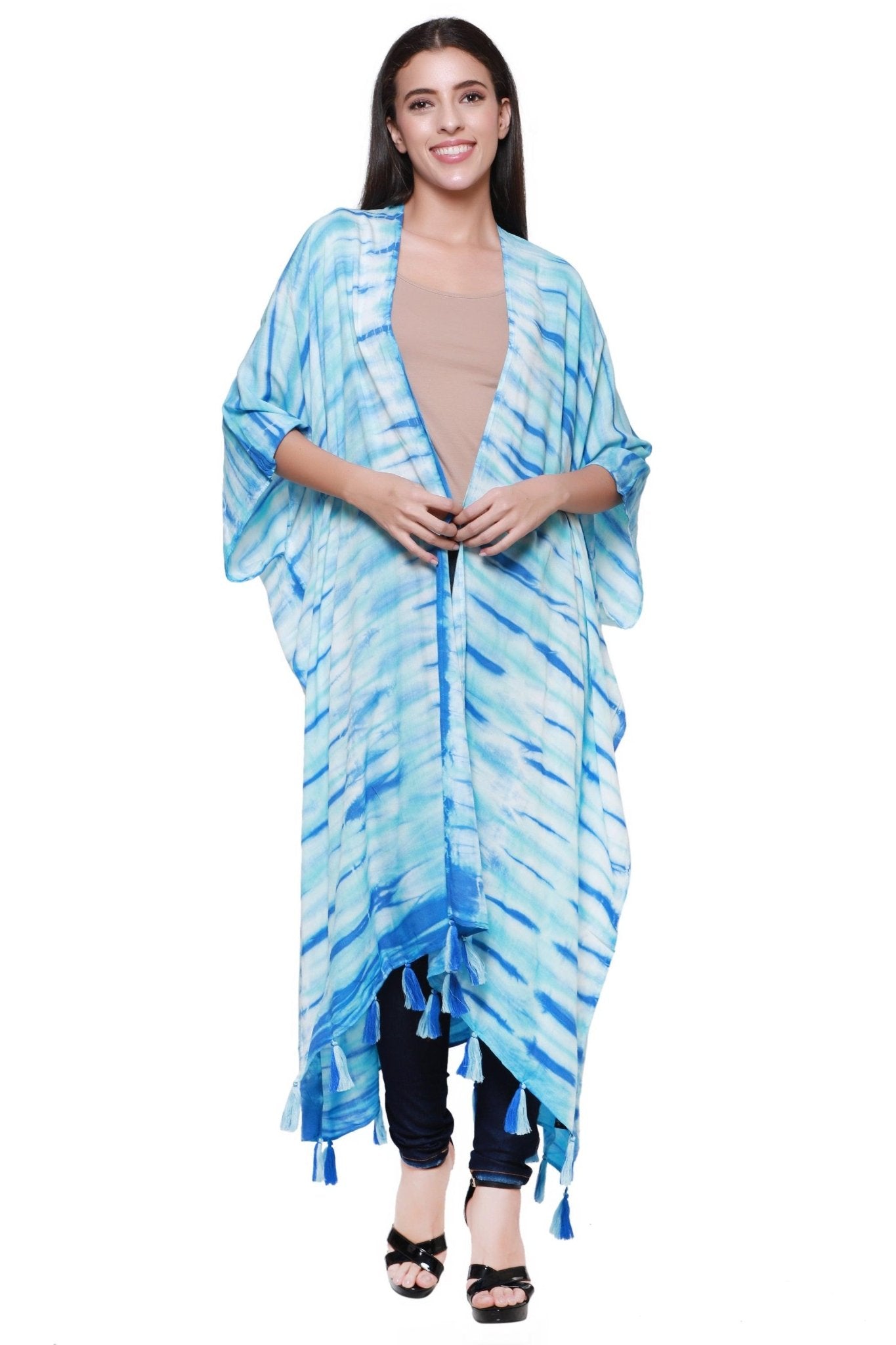 Zebra Tie Dye Beach Cover Up Kimono 22031 - Advance Apparels Inc