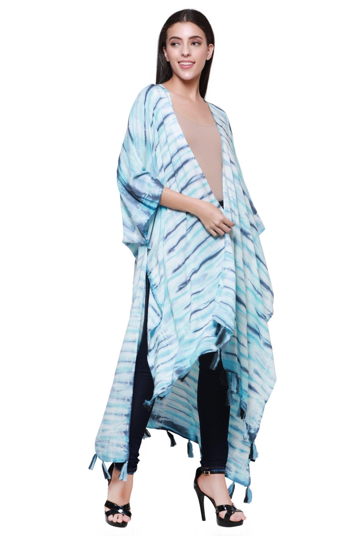 Zebra Tie Dye Beach Cover Up Kimono 22031 - Advance Apparels Inc