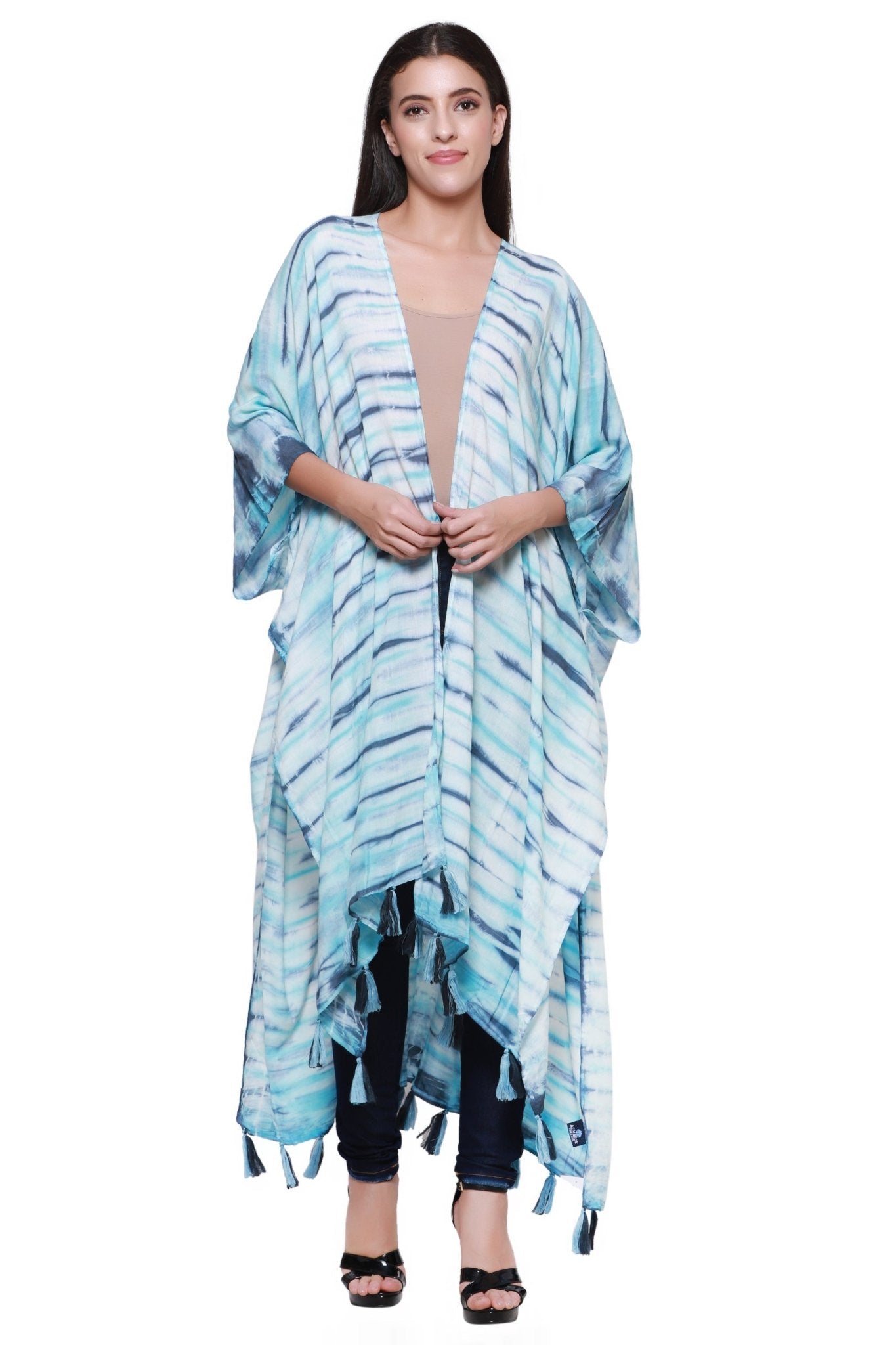 Zebra Tie Dye Beach Cover Up Kimono 22031 - Advance Apparels Inc