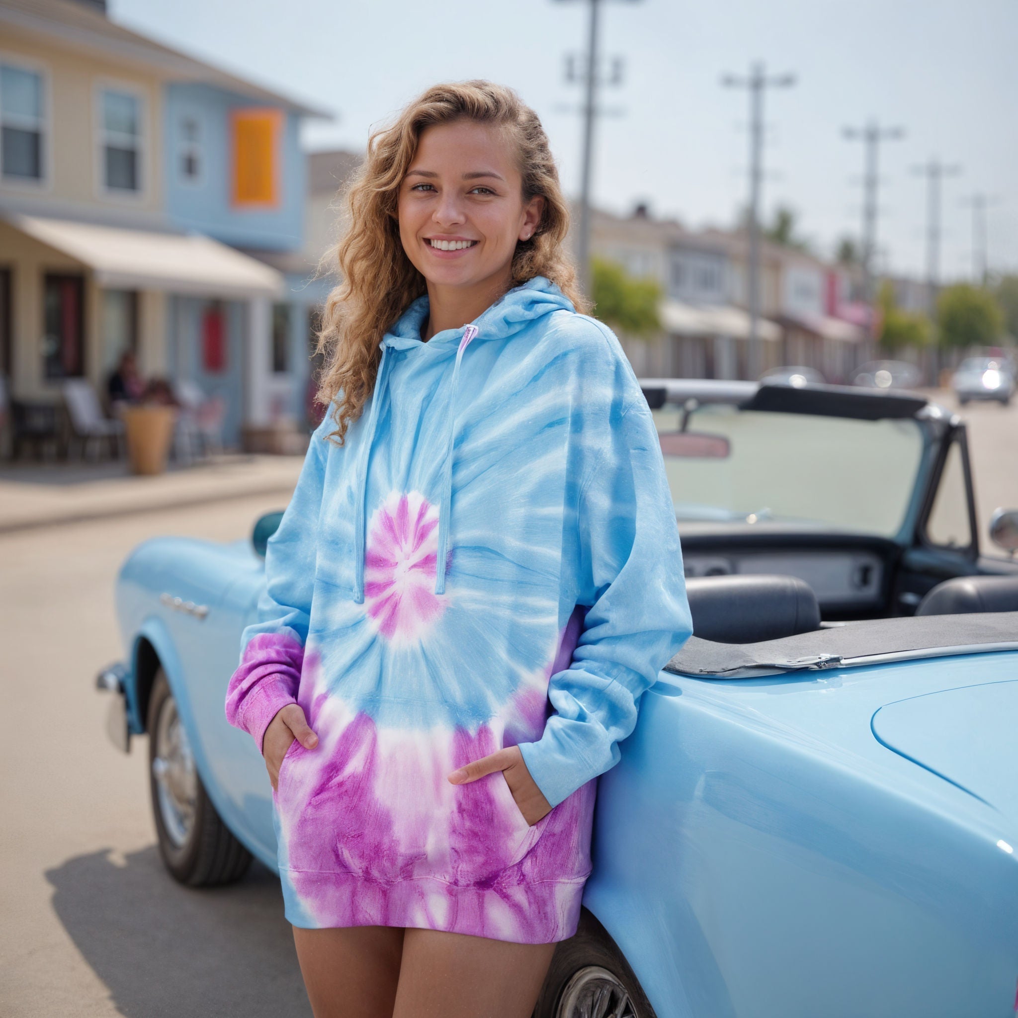 新品 anytee Diamond Blue Dyed Long Tee 2XL Unisex Cloud Tie Dye Tee | Royal Wholesale