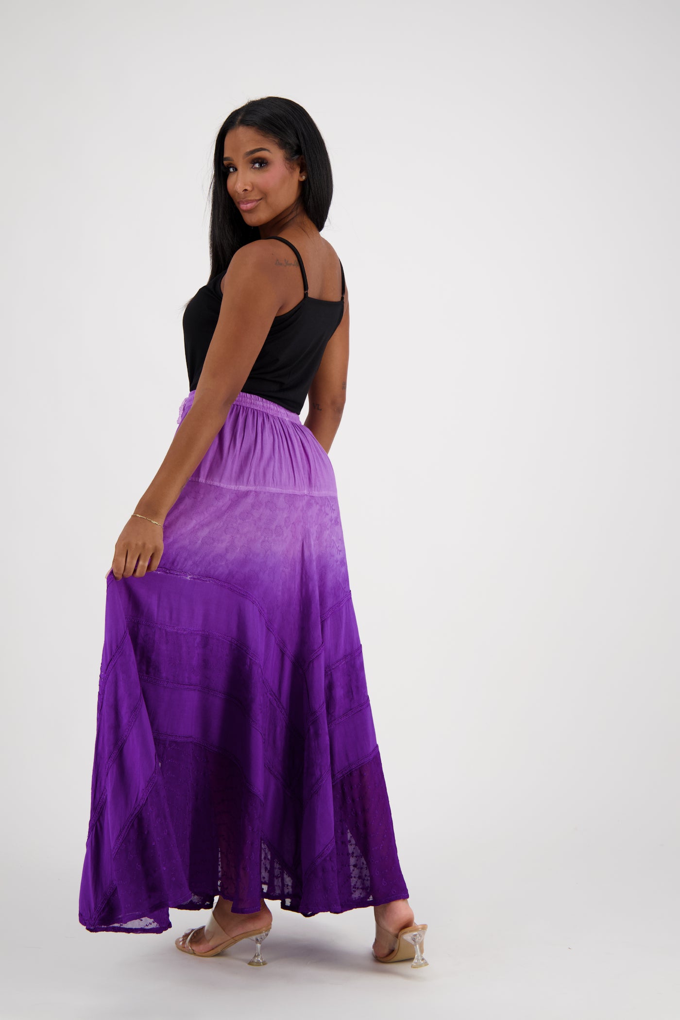 Ombre Acid Wash Skirt One Size 6 Colors 13228