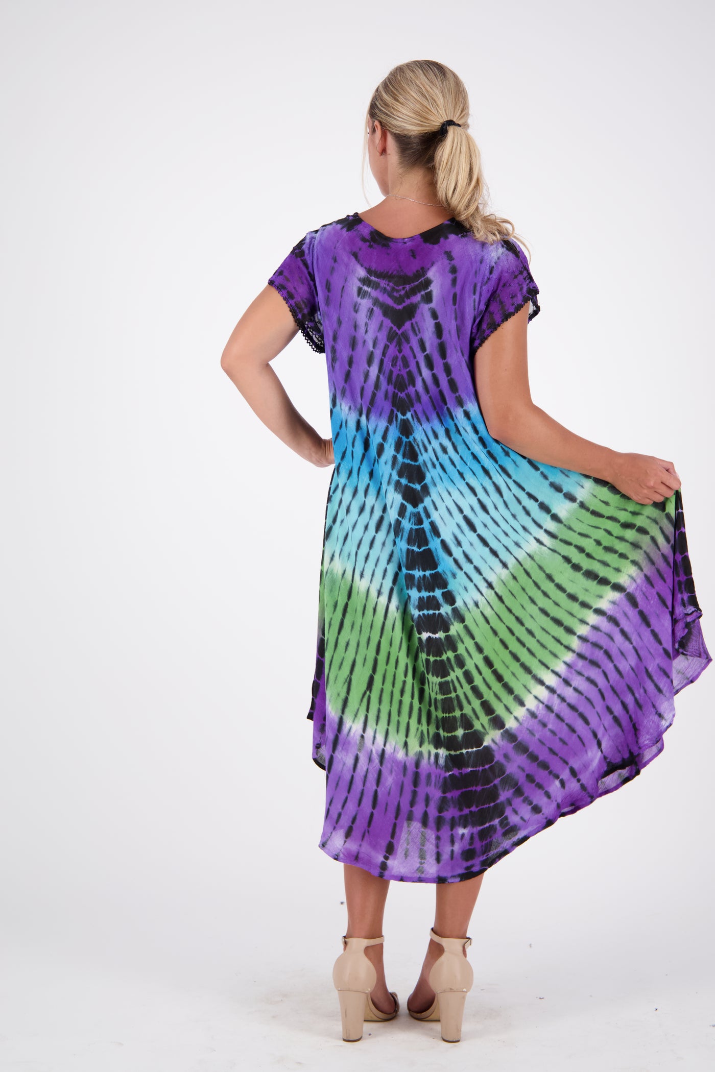 Floral Print Tie Dye Sleeve Dress 13802