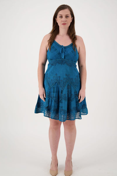 Plaid Panel Mid-Length Renaissance Dress (S/M - L/XL) 7 Colors 151304