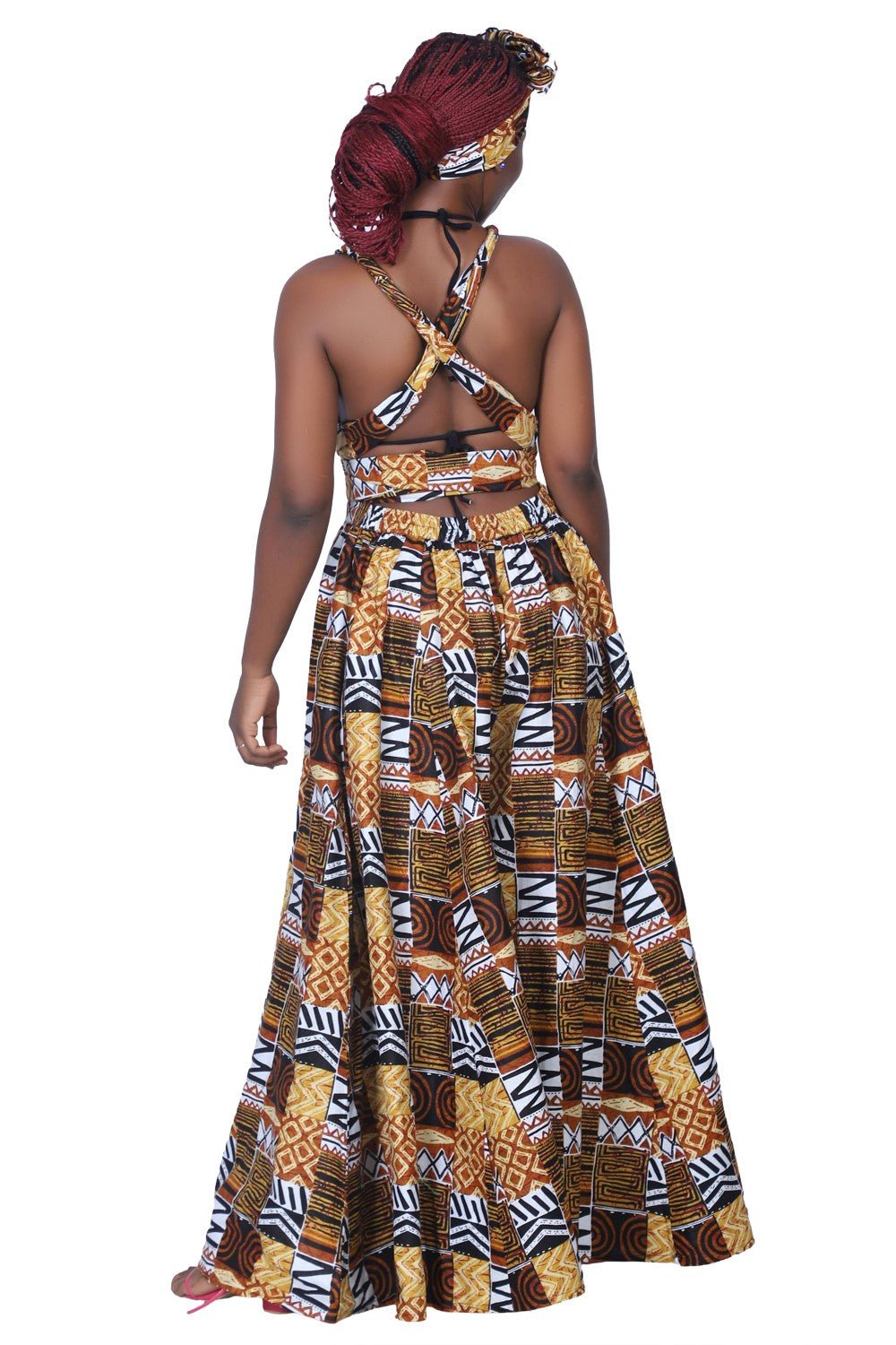 Versatile African Print Palazzo Pants in Gold, Blue, Red