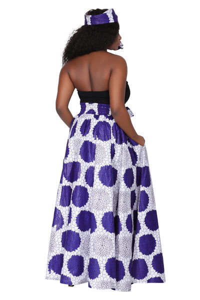 Contrasting Micro Floral Wax Print Skirt 16317-224