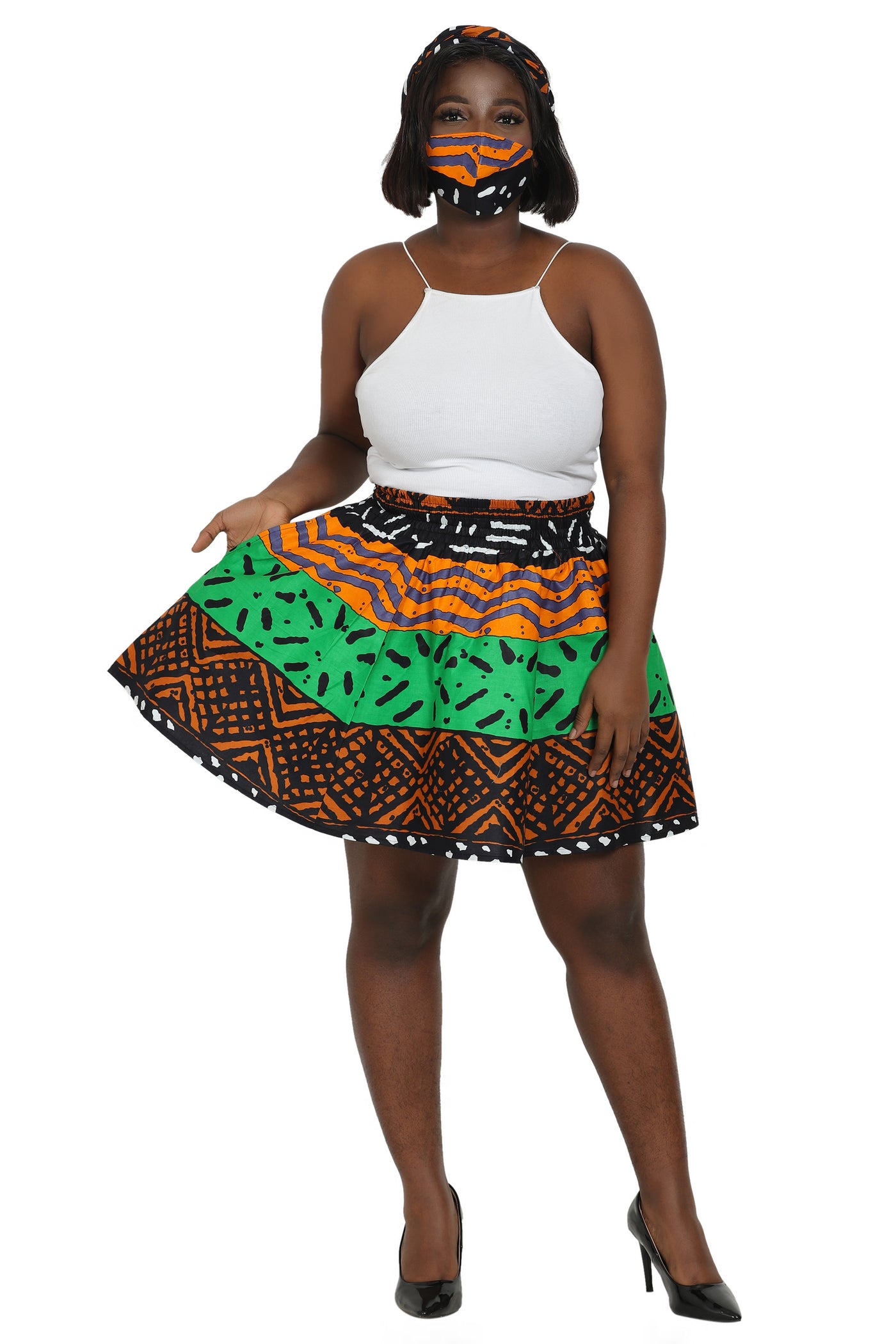 Short Length African Print Skirt One Size Fits Most 16412