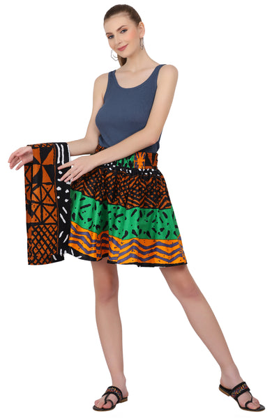 Short Length African Print Skirt One Size Fits Most 16412
