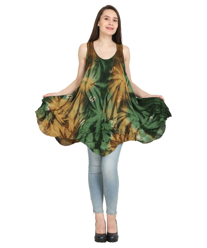 191477 Boho Tie - Dye Flowy Sleeveless Tunic Dress - Advance Apparels Inc