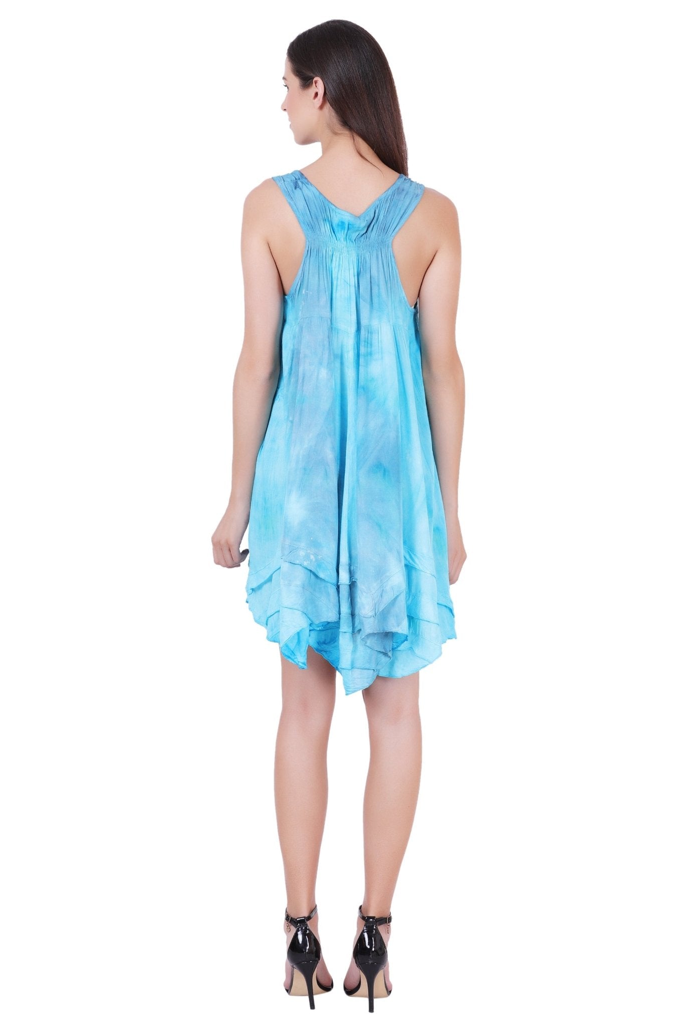191477 Boho Tie - Dye Flowy Sleeveless Tunic Dress - Advance Apparels Inc