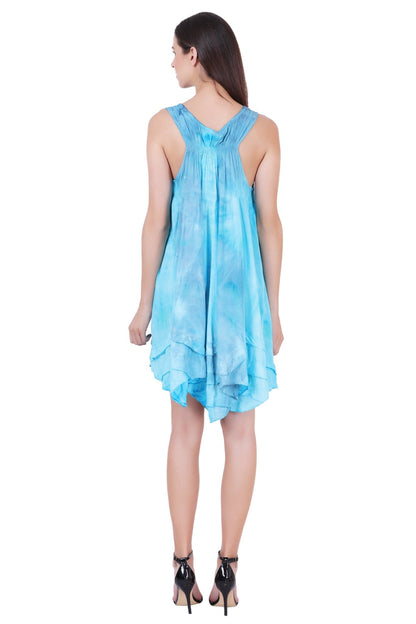 191477 Boho Tie - Dye Flowy Sleeveless Tunic Dress - Advance Apparels Inc