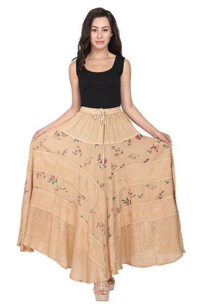 Acid Wash Floral Panels Skirt 11320