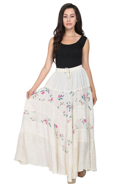 Acid Wash Floral Panels Skirt 11320