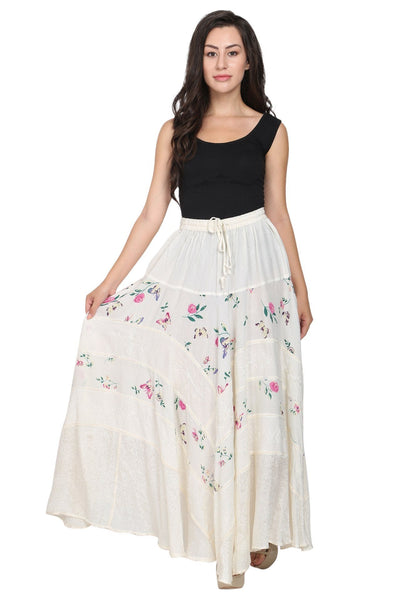 Acid Wash Floral Panels Skirt 11320