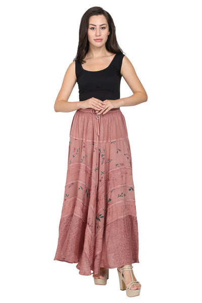 Acid Wash Floral Panels Skirt 11320