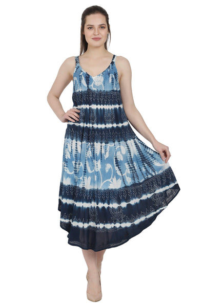 Batik Floral + Tie Dye House Umbrella Dress Dress UD48-2361 - Advance Apparels Inc