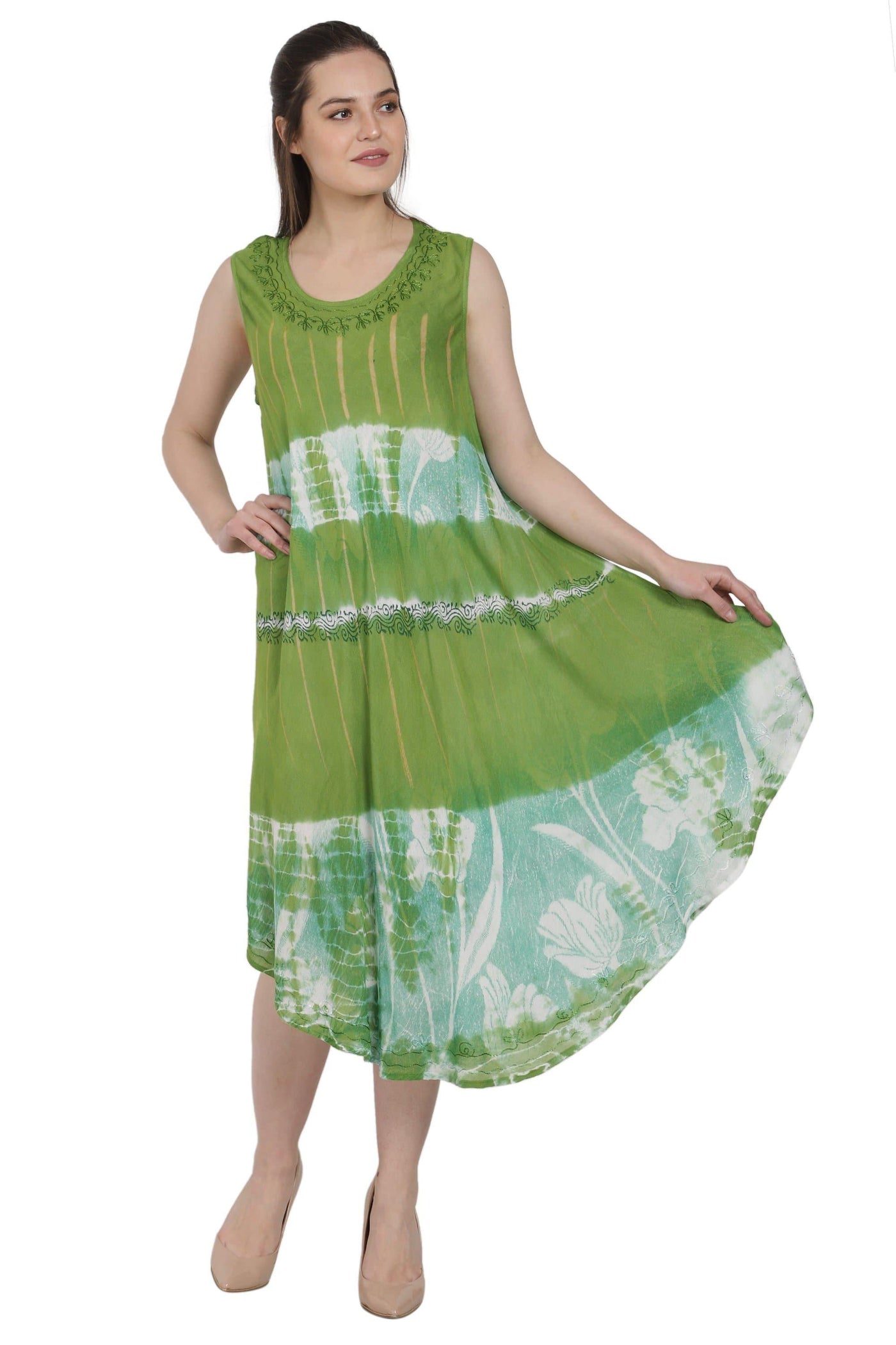 Batik Floral Tie Dye Beach Dress UD48-2308 - Advance Apparels Inc