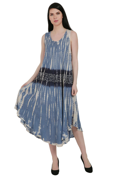 Batik Floral Tie Dye Umbrella Dress UD52-2325