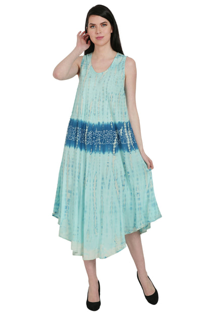 Batik Floral Tie Dye Umbrella Dress UD52-2325