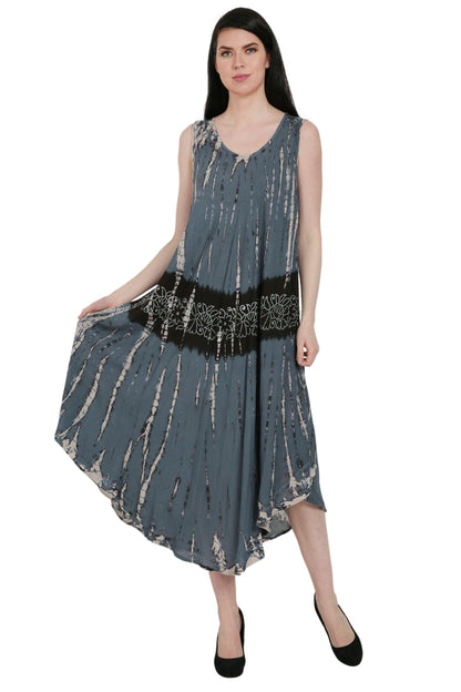 Batik Floral Tie Dye Umbrella Dress UD52-2325