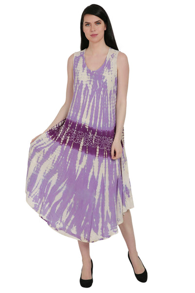 Batik Floral Tie Dye Umbrella Dress UD52-2325 - Advance Apparels Inc