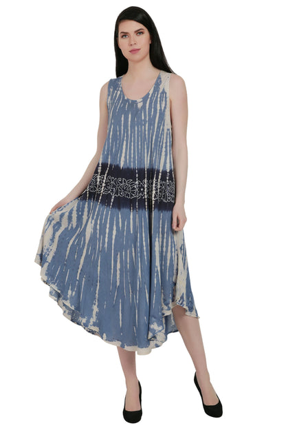 Batik Floral Tie Dye Umbrella Dress UD52-2325