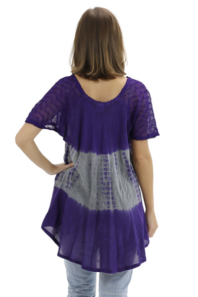 Batik Print Tie Dye Cap Sleeve Blouse 17877 - Advance Apparels Inc