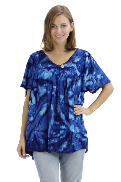 Belmar Tie Dye Cap Sleeve Blouse 16780 - Advance Apparels Inc