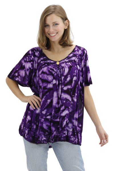 Belmar Tie Dye Cap Sleeve Blouse 16780 - Advance Apparels Inc