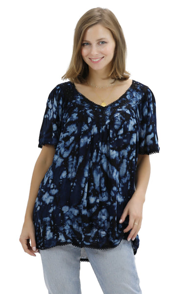 Belmar Tie Dye Cap Sleeve Blouse 16780 - Advance Apparels Inc
