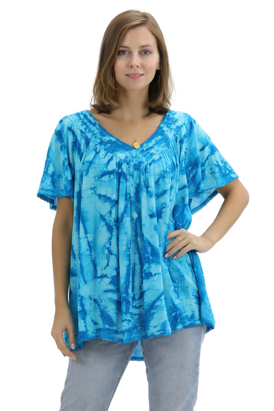 Belmar Tie Dye Cap Sleeve Blouse 16780 - Advance Apparels Inc