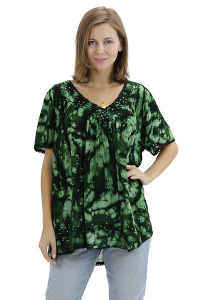 Belmar Tie Dye Cap Sleeve Blouse 16780 - Advance Apparels Inc