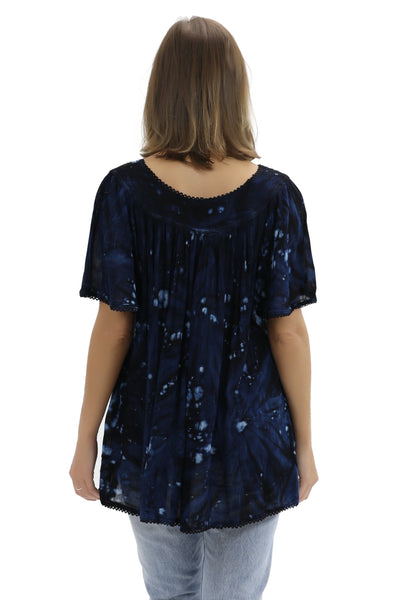 Belmar Tie Dye Cap Sleeve Blouse 16780 - Advance Apparels Inc