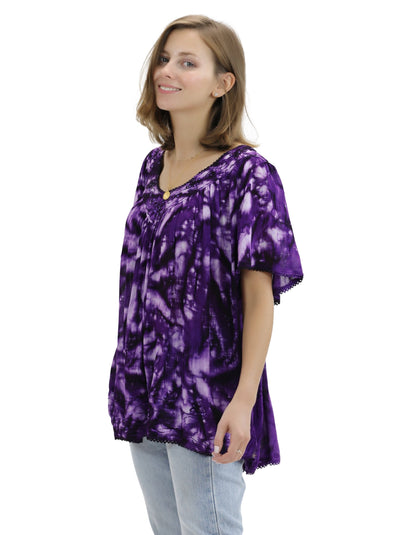 Belmar Tie Dye Cap Sleeve Blouse 16780 - Advance Apparels Inc