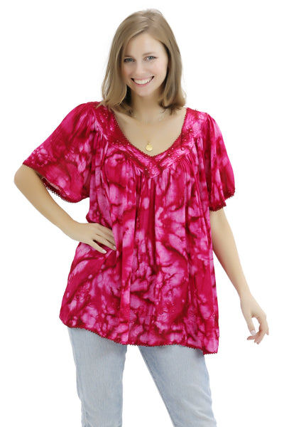 Belmar Tie Dye Cap Sleeve Blouse 16780 - Advance Apparels Inc
