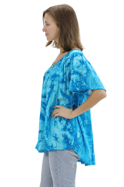 Belmar Tie Dye Cap Sleeve Blouse 16780 - Advance Apparels Inc
