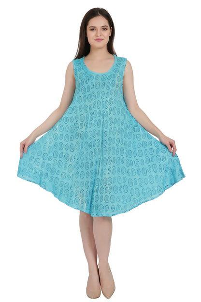 Block Print Beach Tie Dye Umbrella Dress UD36-2322