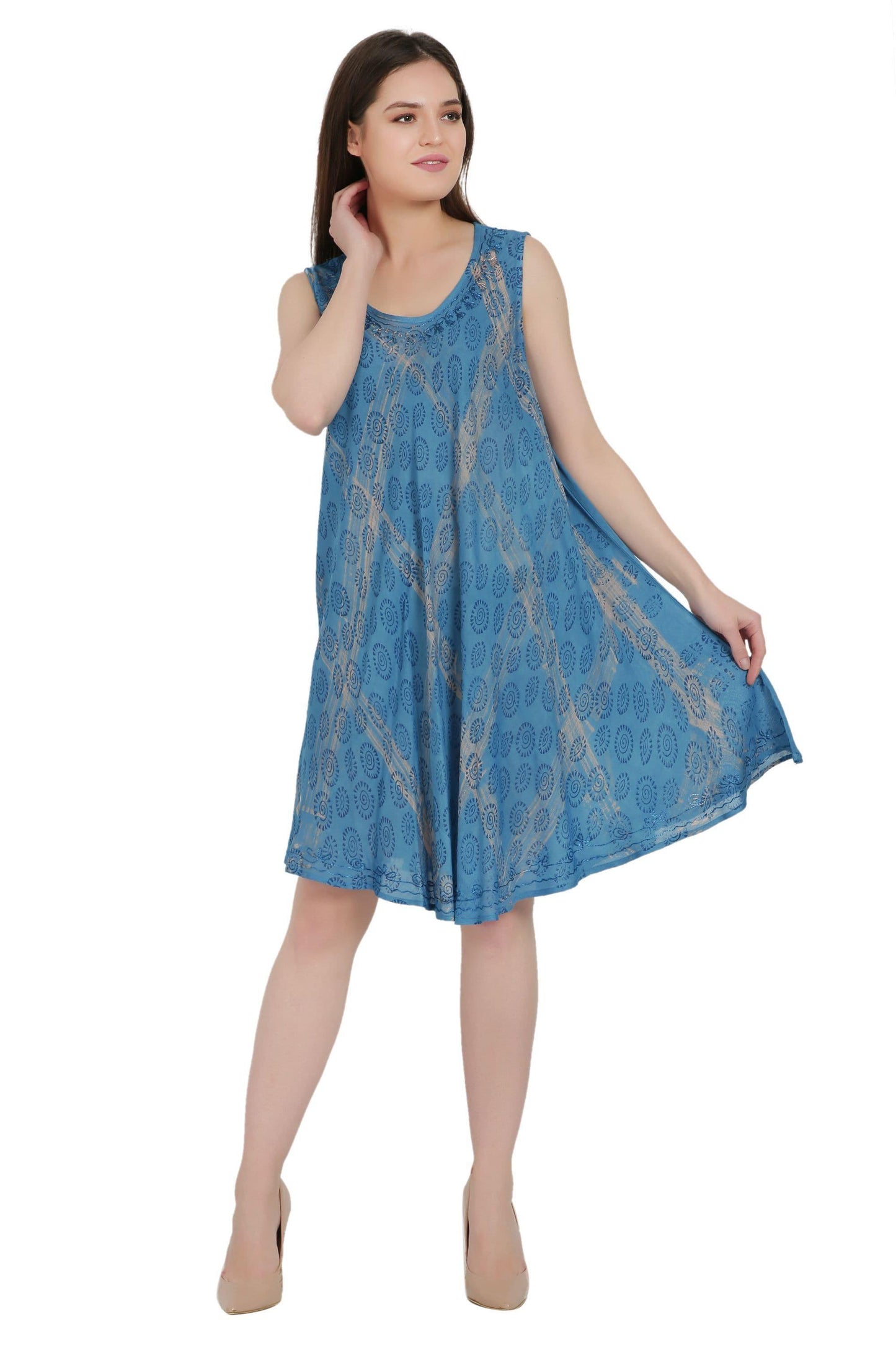 Block Print Beach Tie Dye Umbrella Dress UD36-2322
