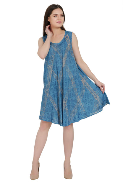 Block Print Beach Tie Dye Umbrella Dress UD36-2322