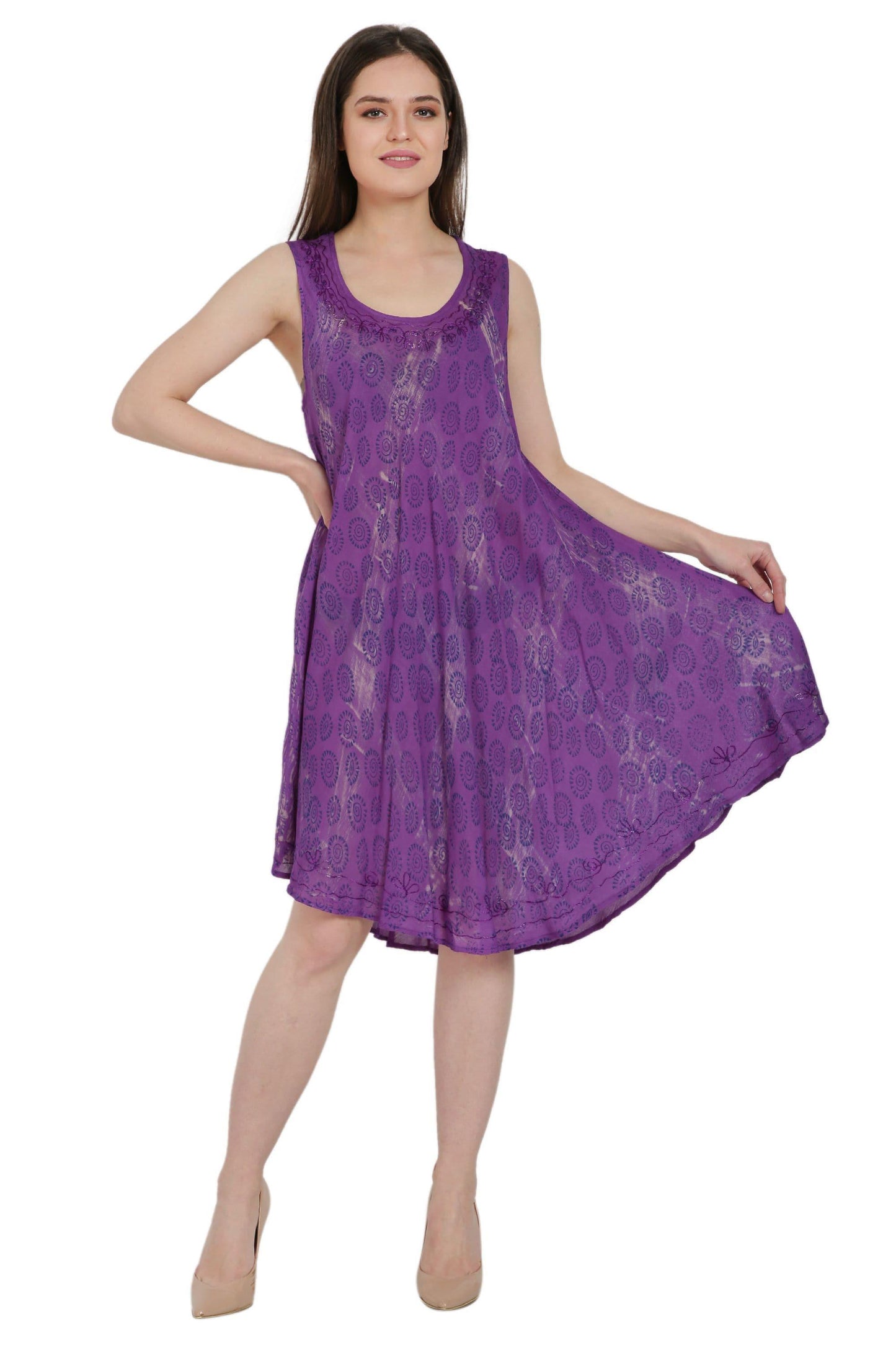 Block Print Beach Tie Dye Umbrella Dress UD36-2322