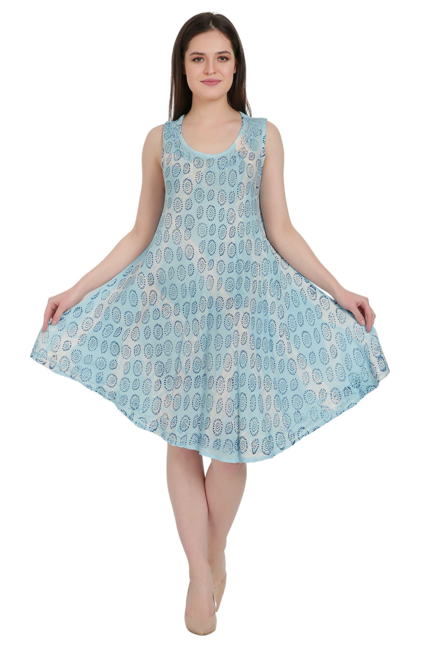 Block Print Beach Tie Dye Umbrella Dress UD36-2322
