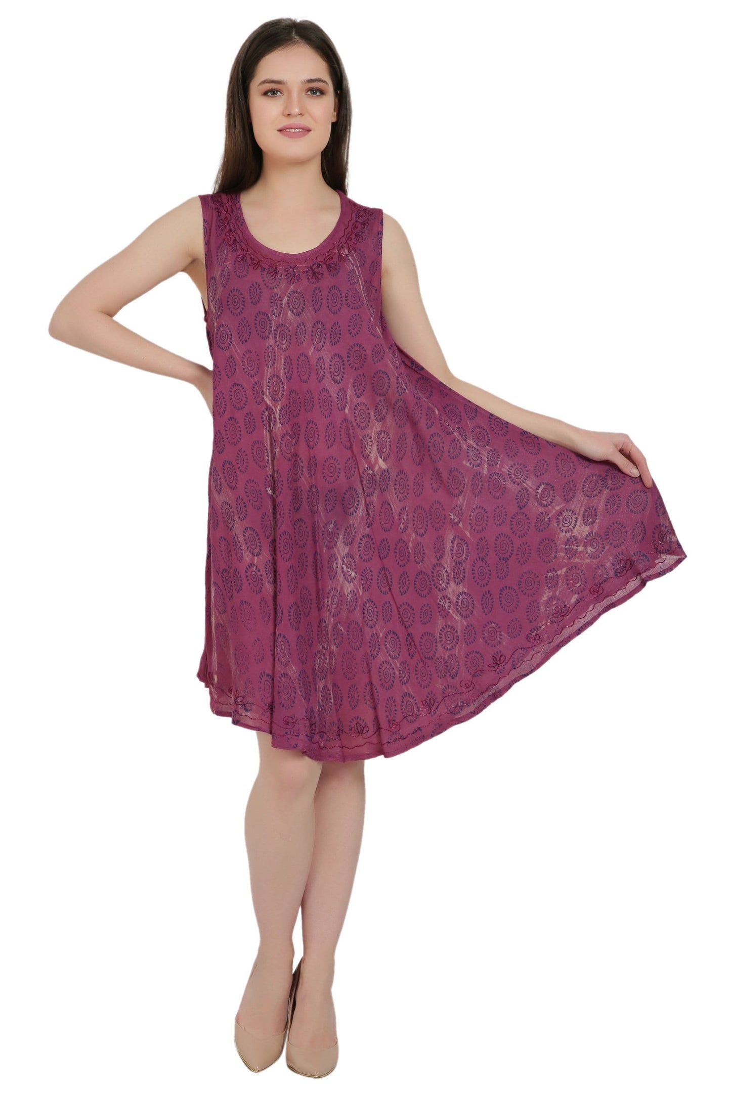 Block Print Beach Tie Dye Umbrella Dress UD36-2322