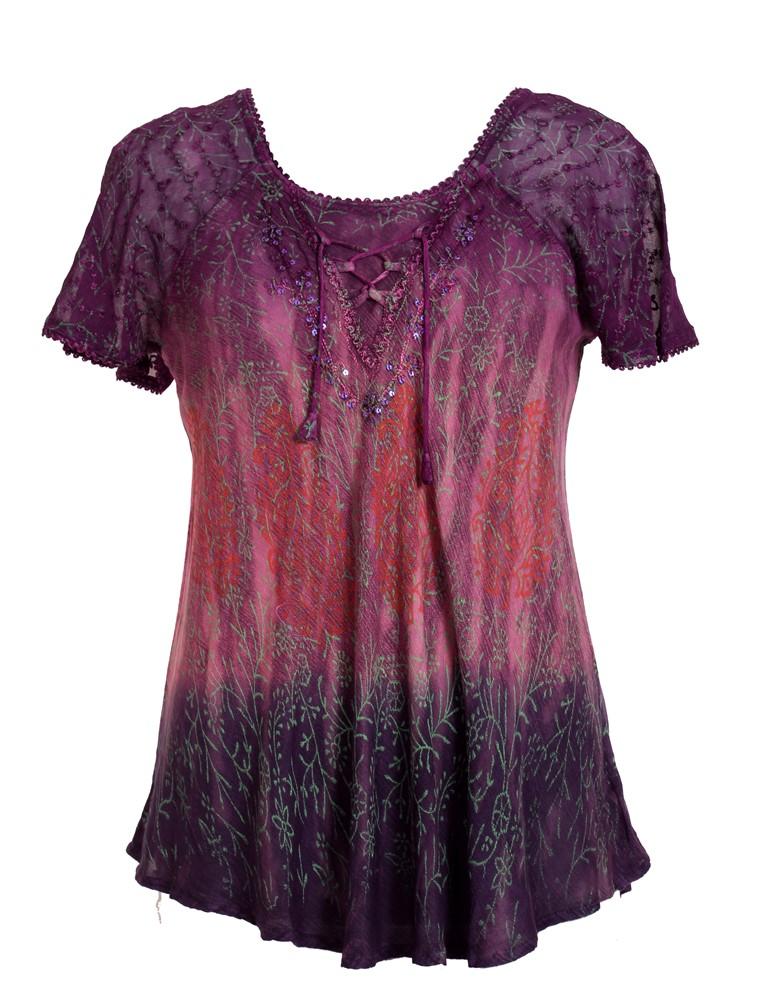 Floral Printed Tie Dye Blouse 17875