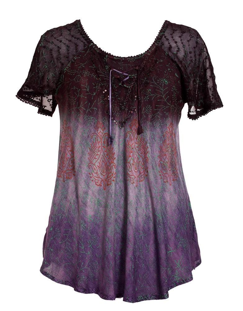 Floral Printed Tie Dye Blouse 17875