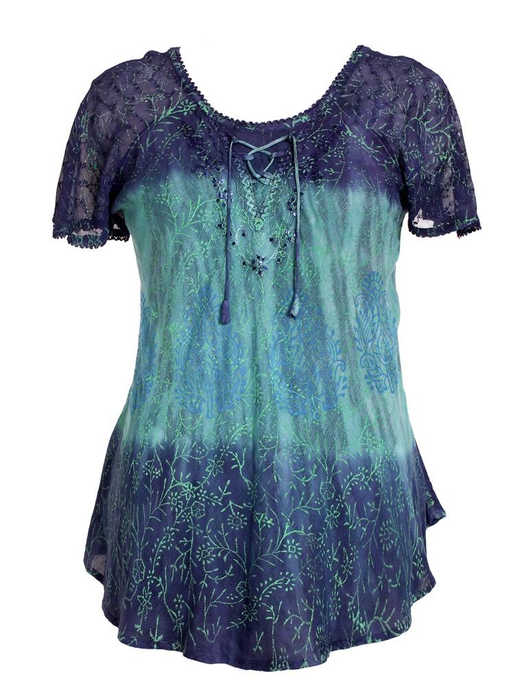 Floral Printed Tie Dye Blouse 17875