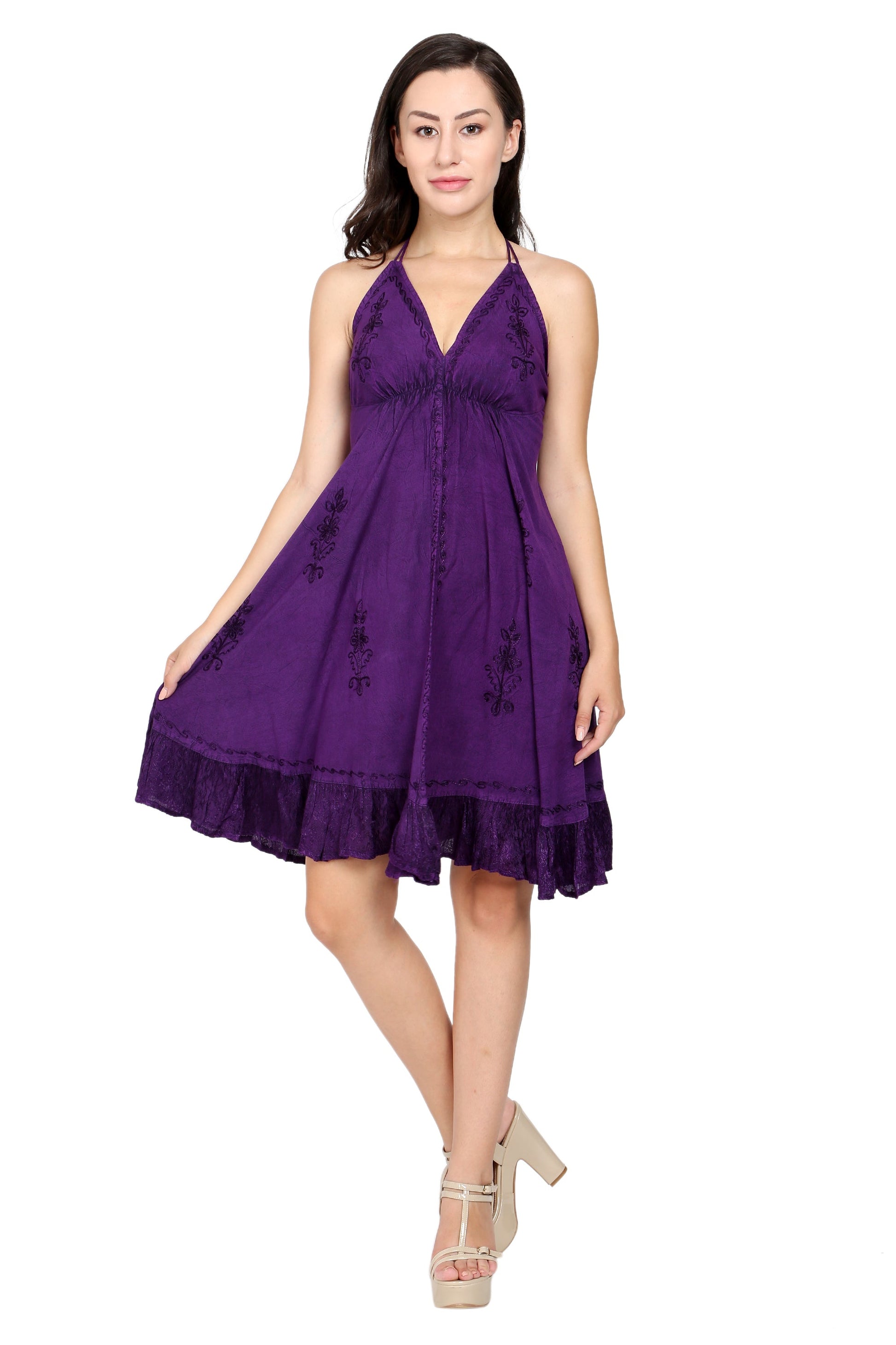Halter Top Mid-Length Renaissance Dress 161115 Purple / L/XL Halter Top Mid-Length Renaissance Dress 161115 Purple / L/XL