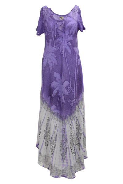 Palm Tree Block Print Tie Dye Dress 18603