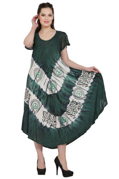 Peace Batik Block Print Tie Dye Trapeze Dress UDS52-2439