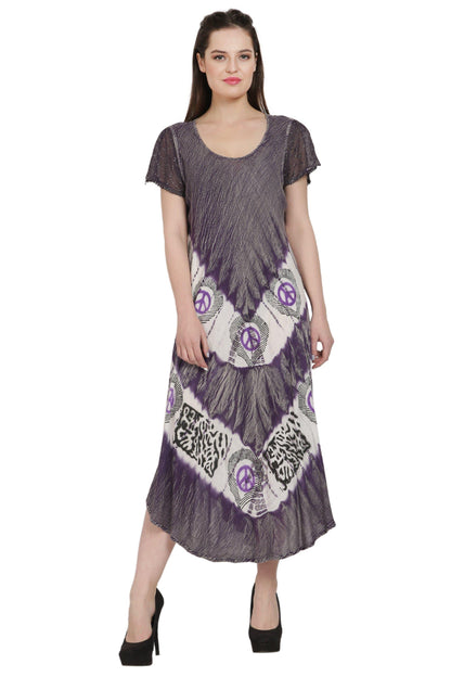 Peace Batik Block Print Tie Dye Trapeze Dress UDS52-2439