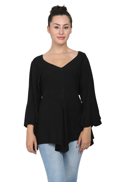 Renaissance Acid Wash Blouse 3/4 Sleeve Embroidered 1661  (S/M-1X/2X) - Advance Apparels Inc